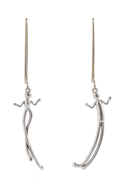 Χειροποίητα κρεμαστά σκουλαρίκια "αγόρι-κορίτσι" ασημί χρώμα