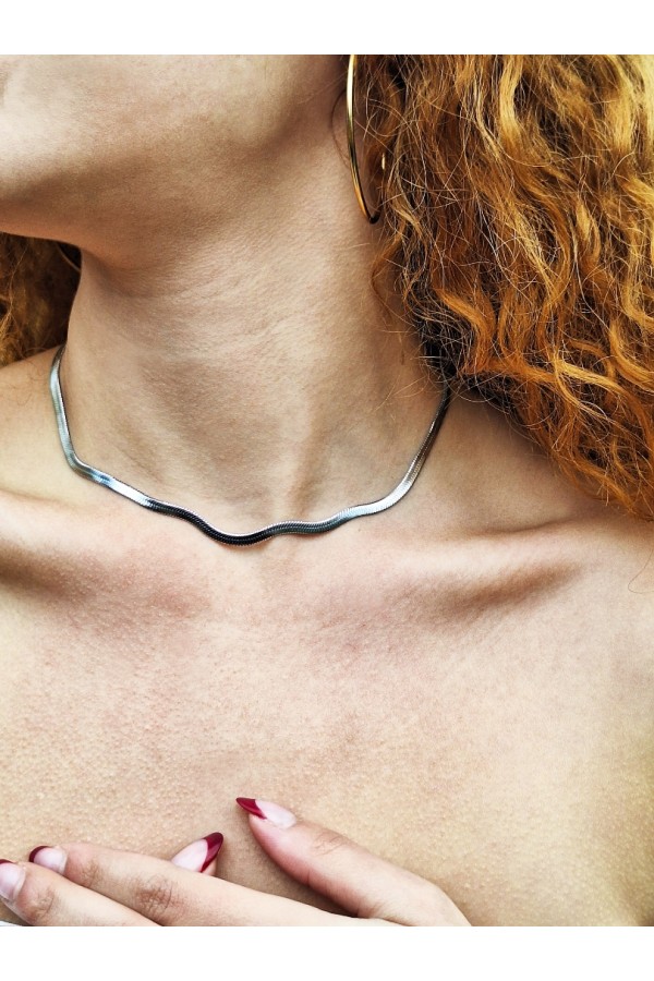 Ατσάλινη αλυσίδα φίδι ασημί