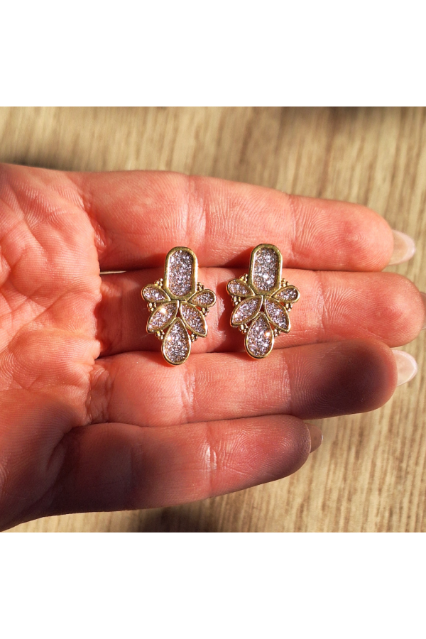 Καρφωτό σκουλαρίκι με ροζ glitter