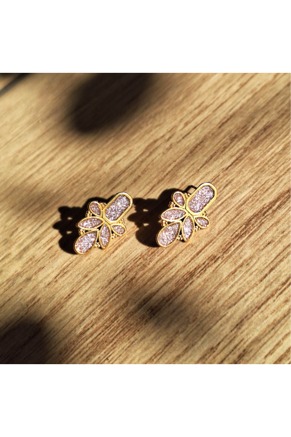 Καρφωτό σκουλαρίκι με ροζ glitter