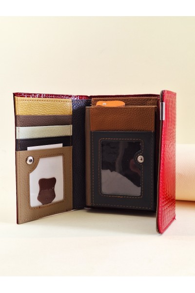 Δερμάτινο πορτοφόλι κόκκινο 15x10cm