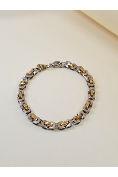Αντρική ατσάλινη αλυσίδα ασημί-χρυσό