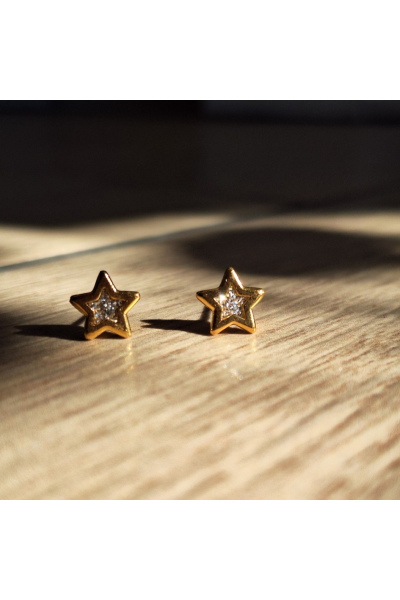 Καρφωτό σκουλαρίκι αστεράκι με ασημί glitter