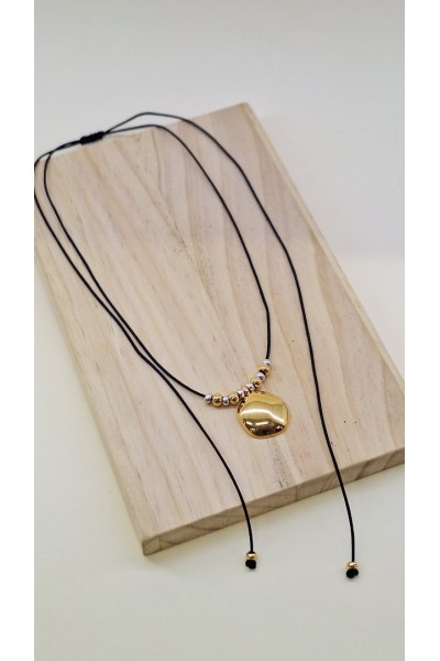 Cord Elegance χρυσό-ασημί στρογγυλό κολιέ 