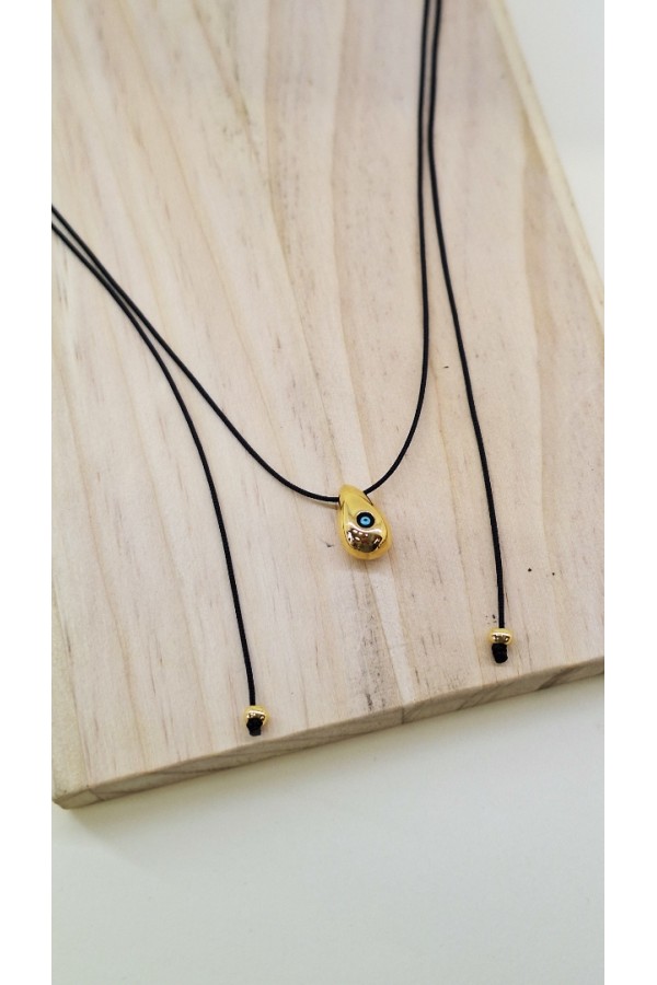 Cord Elegance χρυσό δάκρυ με ματάκι κολιέ 