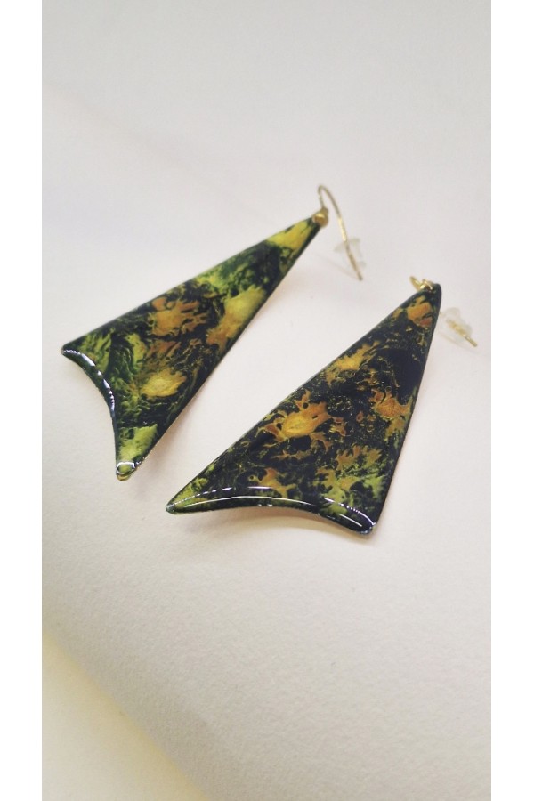 Χειροποίητο σκουλαρίκι μαύρο-κίτρινο