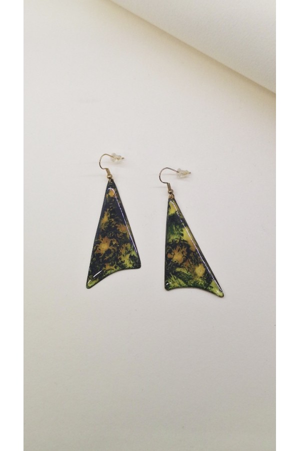 Χειροποίητο σκουλαρίκι μαύρο-κίτρινο