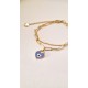 S.Steel διπλό βραχιόλι με μπλε κρεμαστή καρδιά