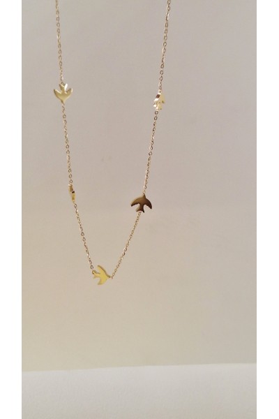 S.Steel κολιέ με πουλάκια χρυσό S.Steel κολιέ με πουλάκια χρυσό