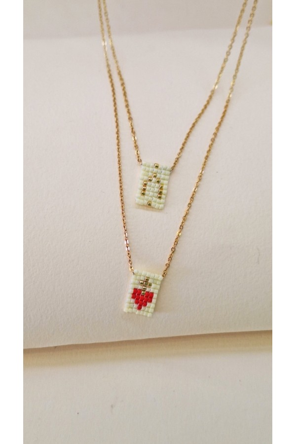 ΣΕΤ κολιέ μονόγραμμα και καρδιά σε πλαίσιο miyuki