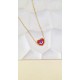 Steel κολιέ Heart & Eye με Miyuki Χάντρες κόκκινο-χρυσό
