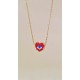 Steel κολιέ Heart & Eye με Miyuki Χάντρες κόκκινο-χρυσό