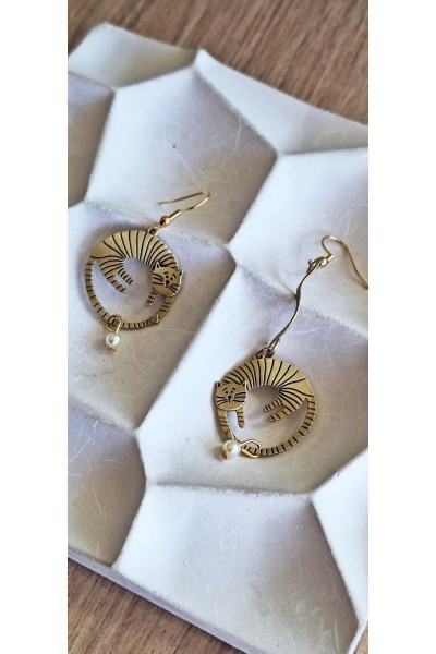 Χειροποίητα Σκουλαρίκια “Γατούλες”  με πέρλα