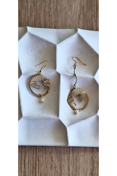 Χειροποίητα Σκουλαρίκια “Γατούλες”  με πέρλα