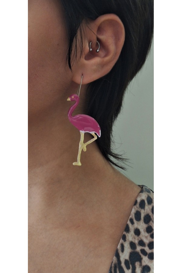 Χειροποίητα Σκουλαρίκια Ροζ Φλαμίνγκο