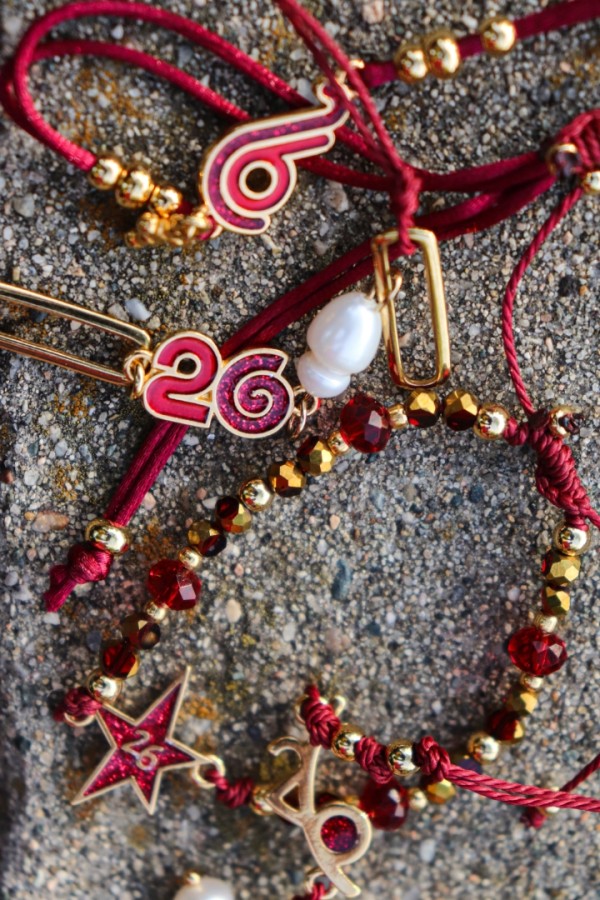 Βραχιόλι γούρι 2026 κόκκινο, κόκκινο κορδόνι και μαργαριτάρι , επίχρυσο