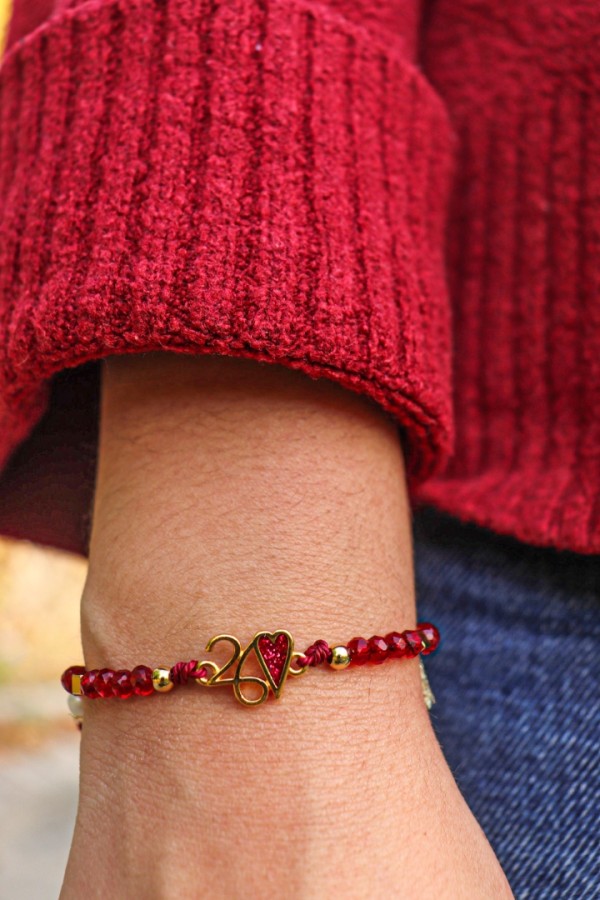 Βραχιόλι γούρι 2026 καρδούλα κόκκινη