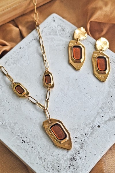 Soléa collection πορτοκαλί επίχρυσο σκουλαρίκι Soléa collection πορτοκαλί επίχρυσο σκουλαρίκι