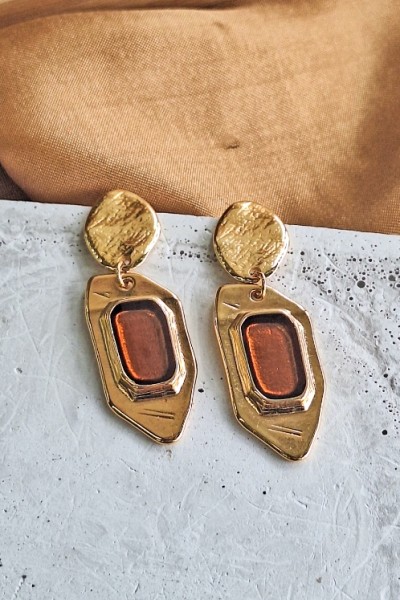 Soléa collection πορτοκαλί επίχρυσο σκουλαρίκι Soléa collection πορτοκαλί επίχρυσο σκουλαρίκι