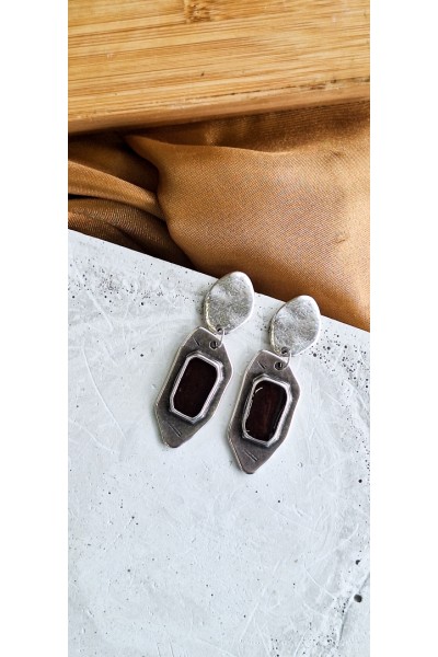 Soléa collection μαύρο επάργυρο σκουλαρίκι