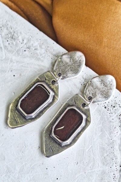 Soléa collection καφέ επάργυρο σκουλαρίκι Soléa collection καφέ επάργυρο σκουλαρίκι