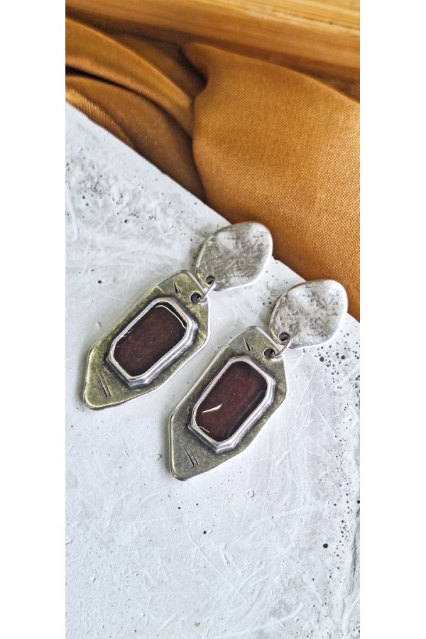 Soléa collection καφέ επάργυρο σκουλαρίκι