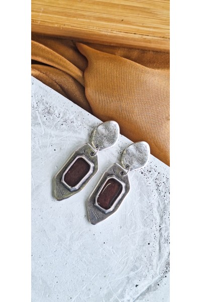 Soléa collection καφέ επάργυρο σκουλαρίκι