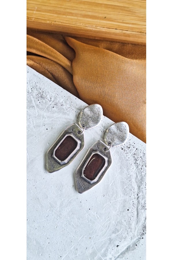 Soléa collection καφέ επάργυρο σκουλαρίκι