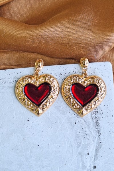 Soléa collection καρδιά κόκκινη επίχρυσο σκουλαρίκι Soléa collection καρδιά κόκκινη επίχρυσο σκουλαρίκι