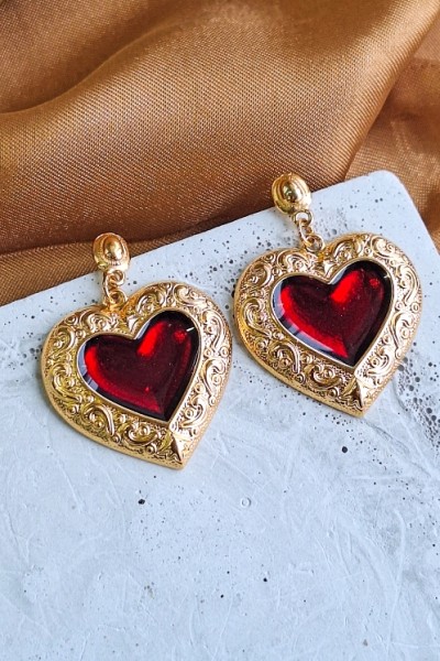 Soléa collection καρδιά κόκκινη επίχρυσο σκουλαρίκι Soléa collection καρδιά κόκκινη επίχρυσο σκουλαρίκι