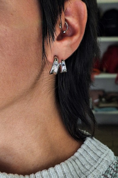 S.Steel σκουλαρίκι "Spiral Loop" ασημί S.Steel σκουλαρίκι "Spiral Loop" ασημί