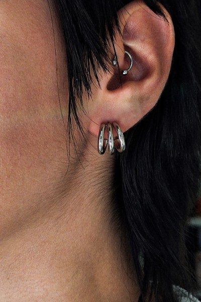 S.Steel σκουλαρίκι "Open Trio" ασημί S.Steel σκουλαρίκι "Open Trio" ασημί