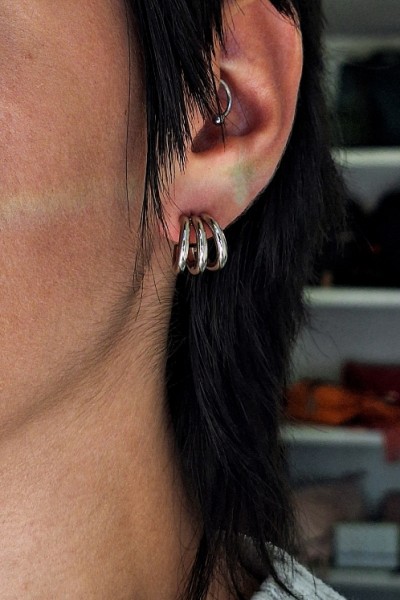 S.Steel σκουλαρίκι "Open Trio" ασημί S.Steel σκουλαρίκι "Open Trio" ασημί