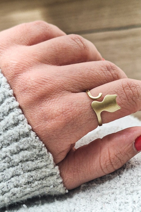 Cameo δαχτυλίδι γάτα χρυσό