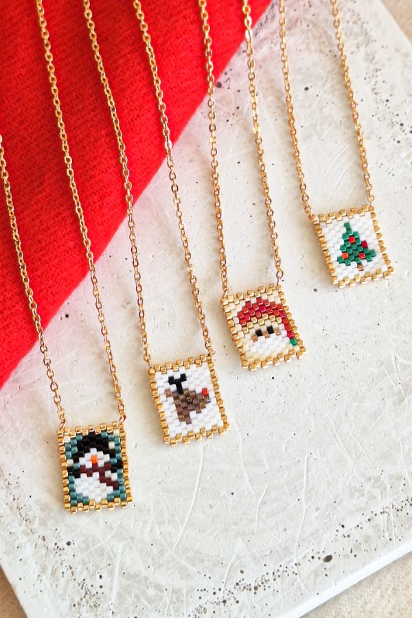 Κολιέ “Τάρανδος” με Miyuki Χάντρες Ατσάλι