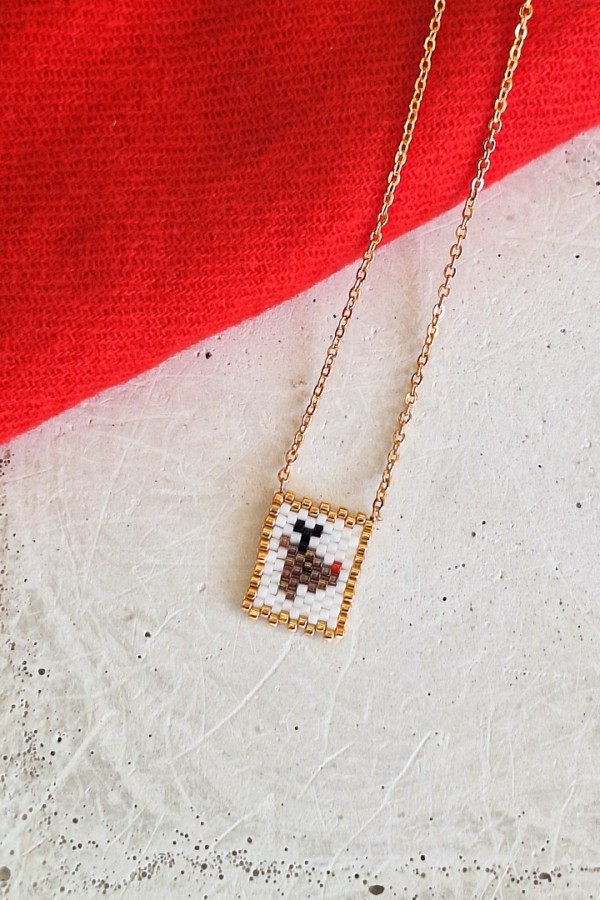 Κολιέ “Τάρανδος” με Miyuki Χάντρες Ατσάλι