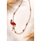 Χειροποίητο Κολιέ με Κόκκινο Φλαμίνγκο & Ημιπολύτιμες Πέτρες