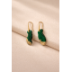 Χειροποίητο σκουλαρίκι πράσινο με φύλλα χρυσού 