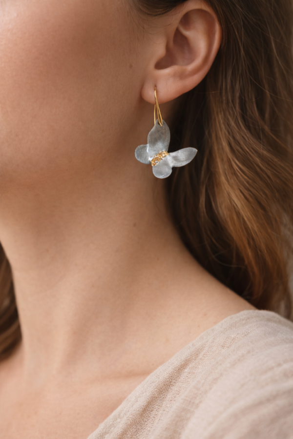 Χειροποίητο σκουλαρίκι πεταλούδα γαλάζιο