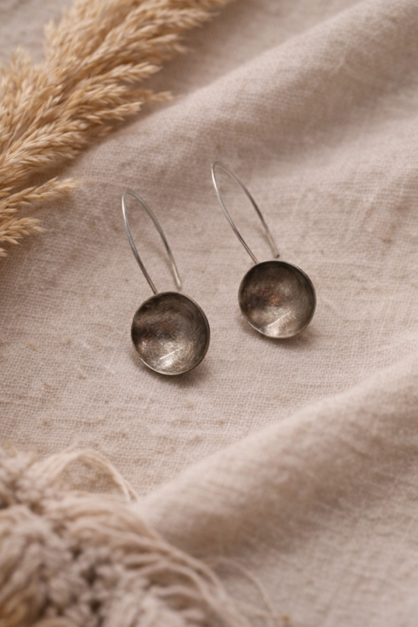 Χειροποίητο σκουλαρίκι Αρζαντό (Αλπακάς) μικρός κύκλος