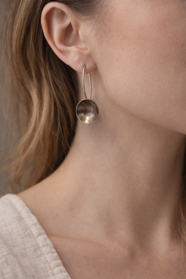 Χειροποίητο σκουλαρίκι Αρζαντό (Αλπακάς) μικρός κύκλος