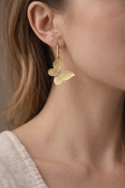 Χειροποίητα σκουλαρίκια πεταλούδες χρυσές