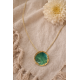 Χειροποίητο κολιέ κύκλος πράσινος με κορδόνι χρυσό