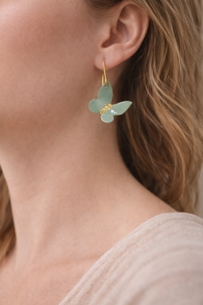 Χειροποίητο σκουλαρίκι πεταλούδα μέντα