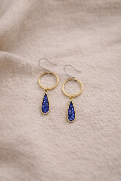 Χειροποίητα Κρεμαστά Σκουλαρίκια με σταγόνες και πέτρα