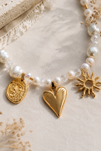 Golden Luster κολιέ με charms